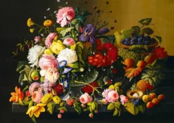 Bluebird Puzzle: Severin Roesen - Still Life, Flower and Fruit 1855 (1000)
