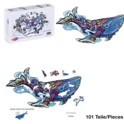 Eureka: Rainbow Wooden Puzzles, Blue Whale (101)
