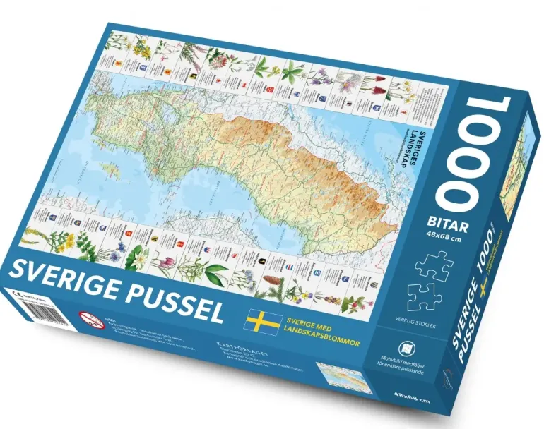 Kartförlaget: Sverige karta med landskapsblommor (1000)