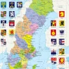 Larsen: Rampussel - Sverigekarta med Länsvapen (70)
