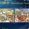 Ravensburger: The Christmas Market & Santa's Christmas Supper (2 x 500)