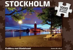 Svenskapussel: Stockholm - Kvällsvy mot Stadshuset (1000)
